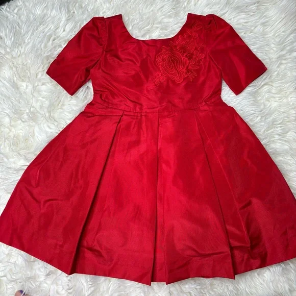 NWT Janie and Jack solid red fit and flare holiday dress size 18-24 months - Picture 1 of 7